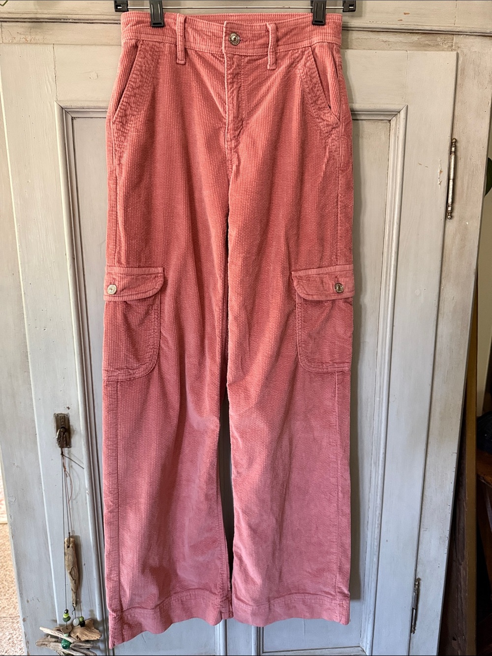 American Eagle Outfitters Rose Pink Corduroy Flare Cargo Pants